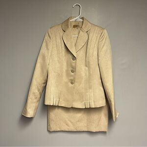 Kasper Gold Textured Blazer and Skirt Set